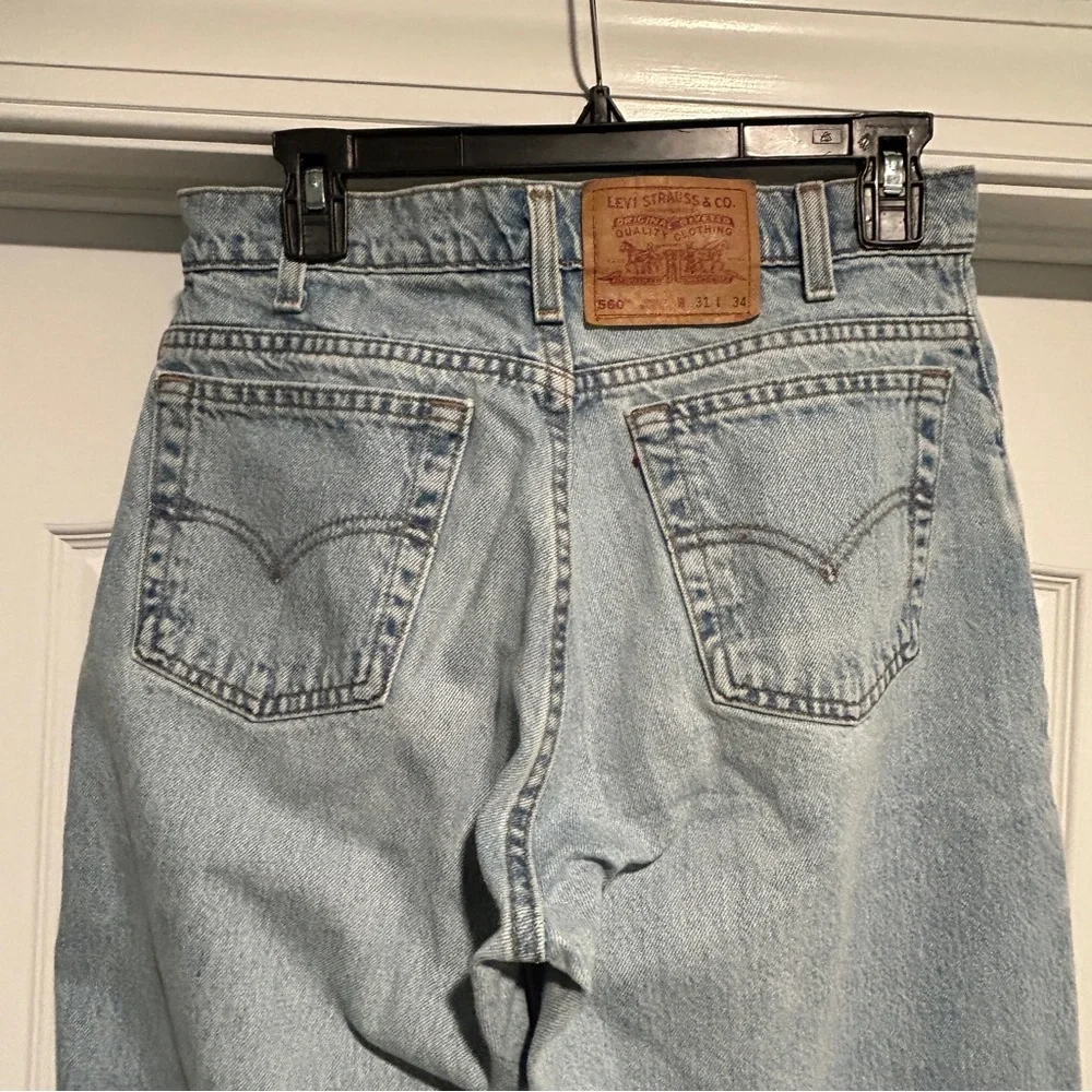 Levi's Washed Denim Straight Leg Jeans - Picture 6 of 7